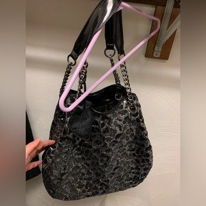 Betsey Johnson Sequin and Velour Leopard Print Pocketbook